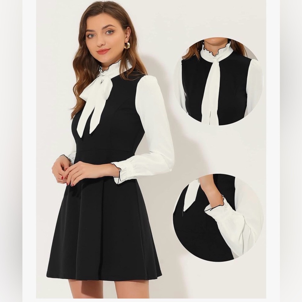 Black and White Long Sleeve Dress